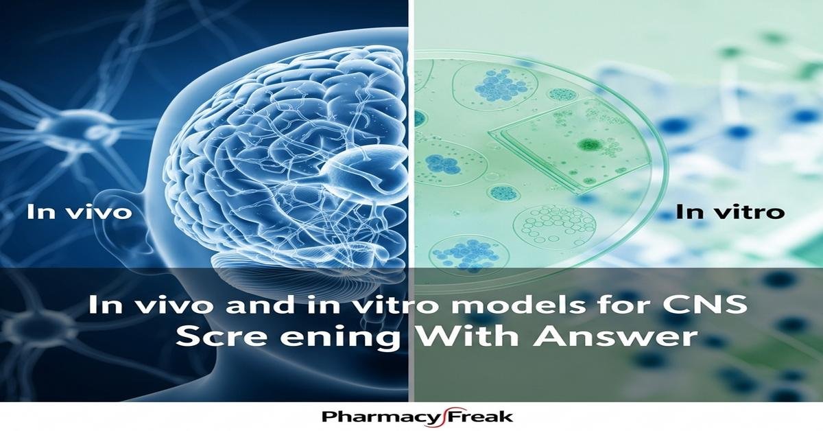 In vivo and in vitro models for CNS screening MCQs With Answer