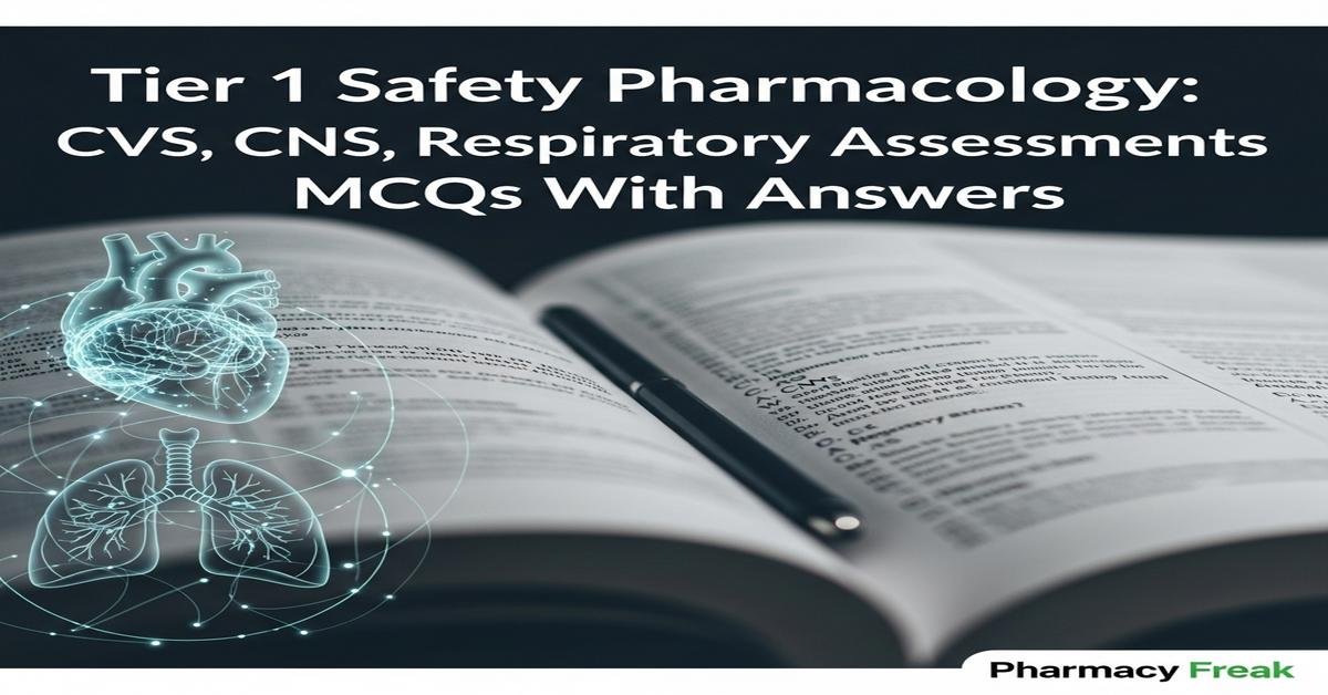Tier 1 safety pharmacology: CVS, CNS, respiratory assessments MCQs With Answer