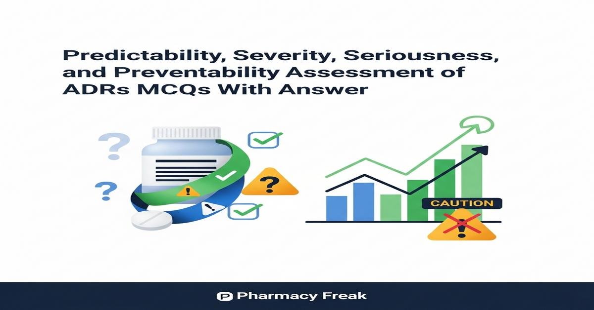 Predictability, severity, seriousness and preventability assessment of ADRs MCQs With Answer