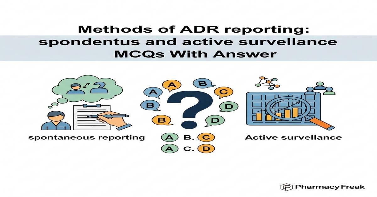 Methods of ADR reporting: spontaneous and active surveillance MCQs With Answer