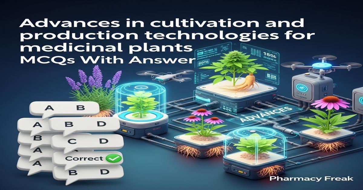 Advances in cultivation and production technologies for medicinal plants MCQs With Answer