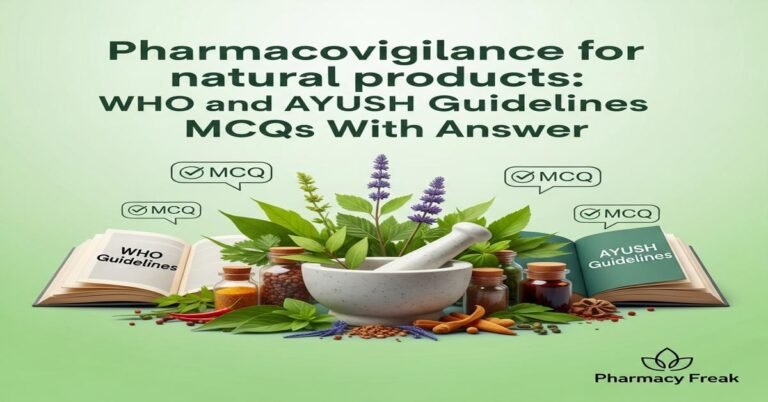 Pharmacovigilance for natural products: WHO and AYUSH guidelines MCQs With Answer