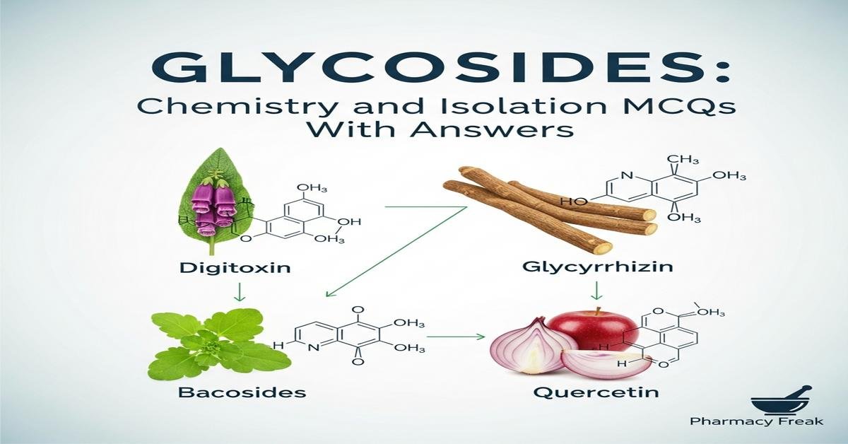 Glycosides: digitoxin, glycyrrhizin, bacosides, quercetin – chemistry and isolation MCQs With Answer