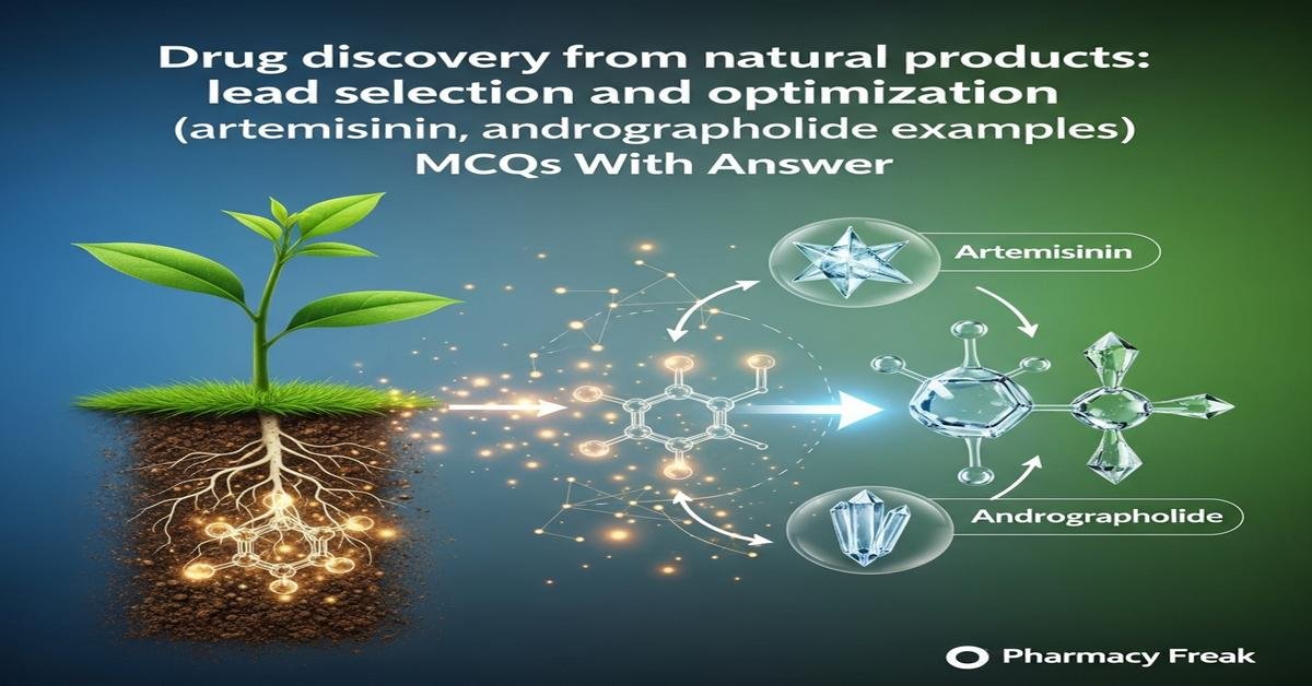 Drug discovery from natural products: lead selection and optimization (artemisinin, andrographolide examples) MCQs With Answer