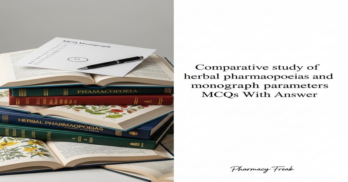 Comparative study of herbal pharmacopoeias and monograph parameters MCQs With Answer