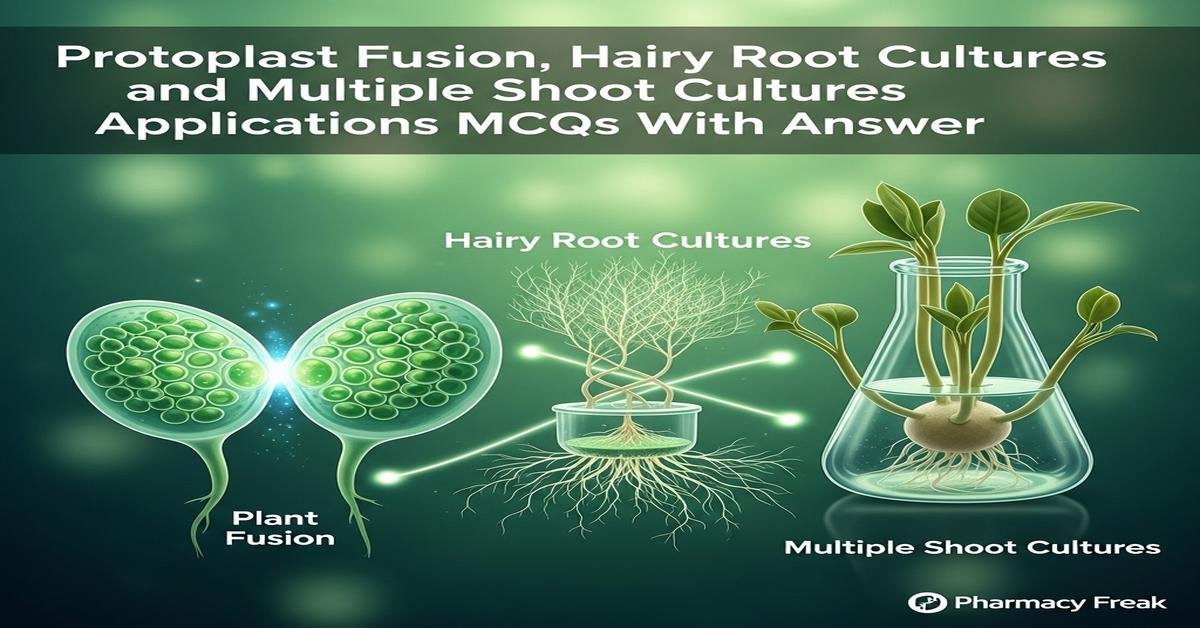 Protoplast fusion, hairy root cultures and multiple shoot cultures applications MCQs With Answer