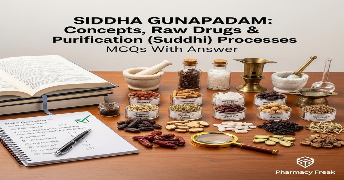 Siddha Gunapadam concepts, raw drugs and purification (suddhi) processes MCQs With Answer