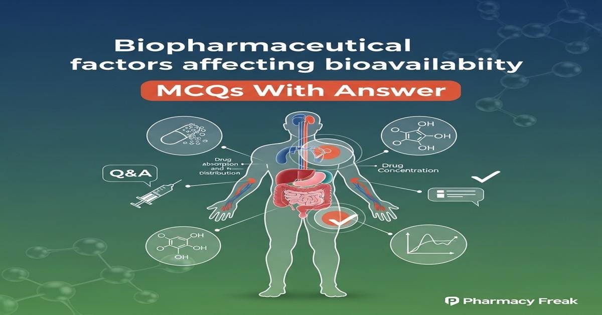 Biopharmaceutical factors affecting bioavailability MCQs With Answer