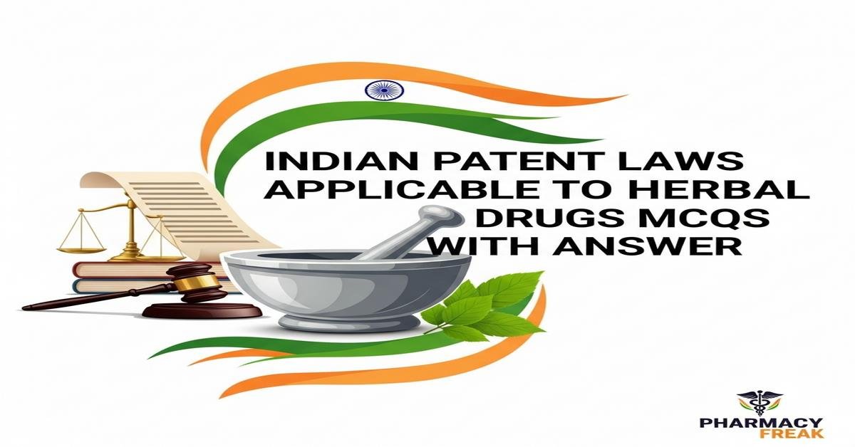 Indian patent laws applicable to herbal drugs MCQs With Answer