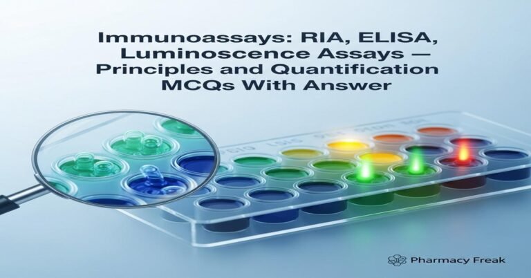 Immunoassays: RIA, ELISA, luminescence assays — principles and quantification MCQs With Answer