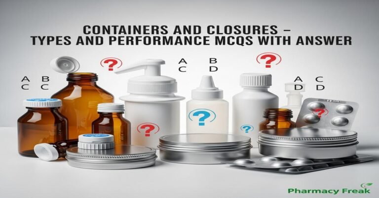 Containers and closures – types and performance MCQs With Answer