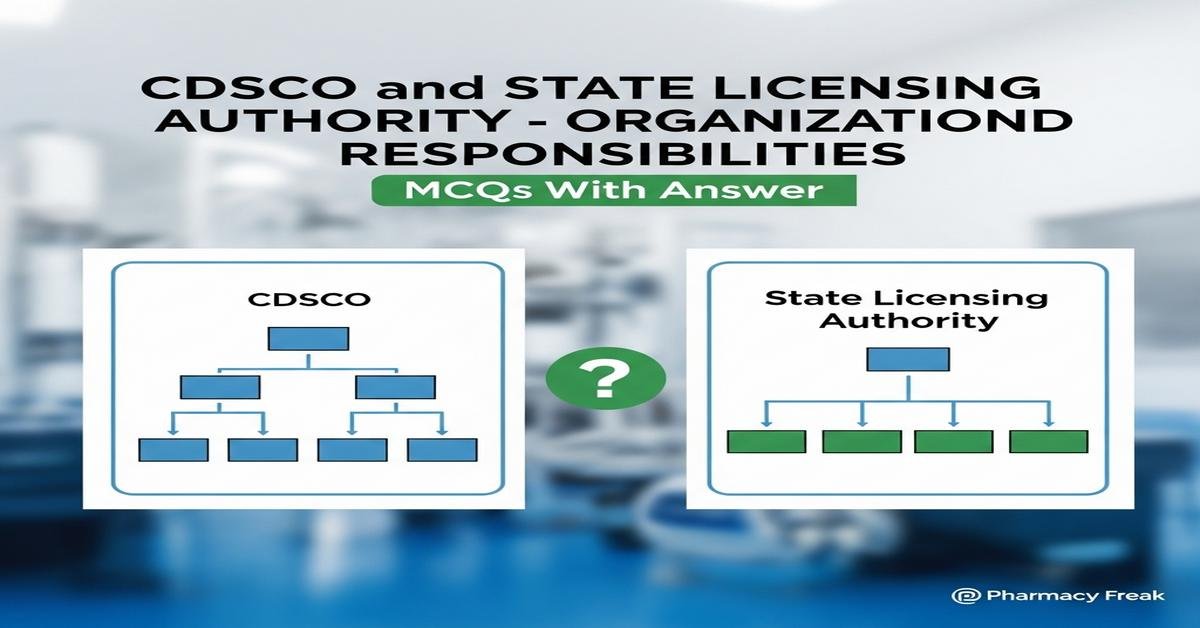 CDSCO and State Licensing Authority – organization and responsibilities MCQs With Answer