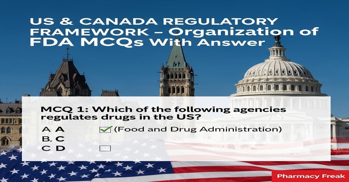 US & Canada regulatory framework – organization of FDA MCQs With Answer