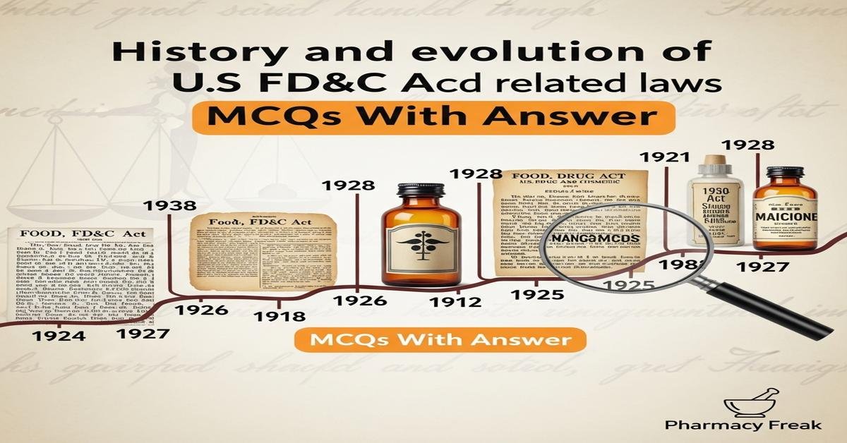 History and evolution of US FD&C Act and related laws MCQs With Answer