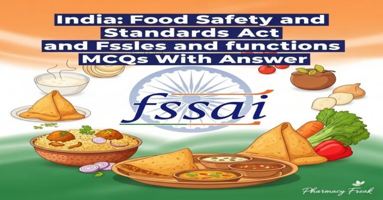 India: Food Safety and Standards Act and FSSAI roles and functions MCQs With Answer