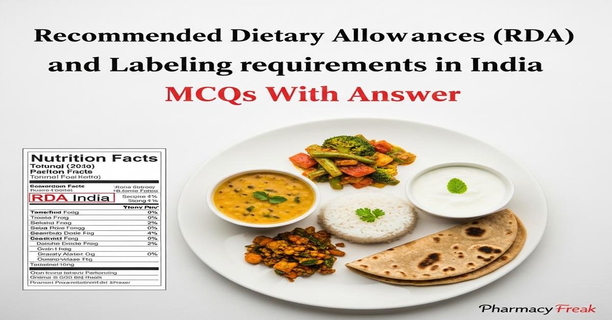 Recommended Dietary Allowances (RDA) and labeling requirements in India MCQs With Answer
