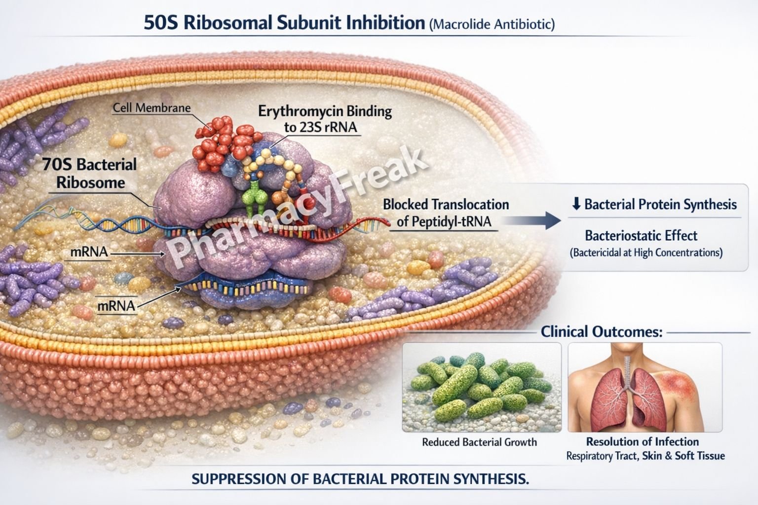 Mechanism of action of Erythromycin