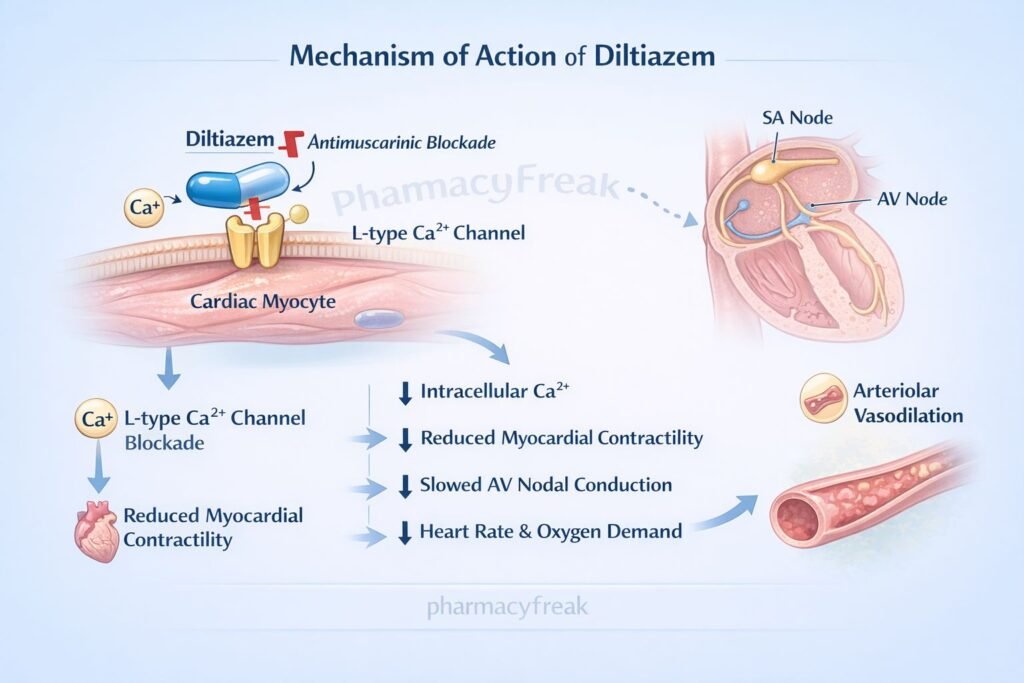MOA of diltiazem