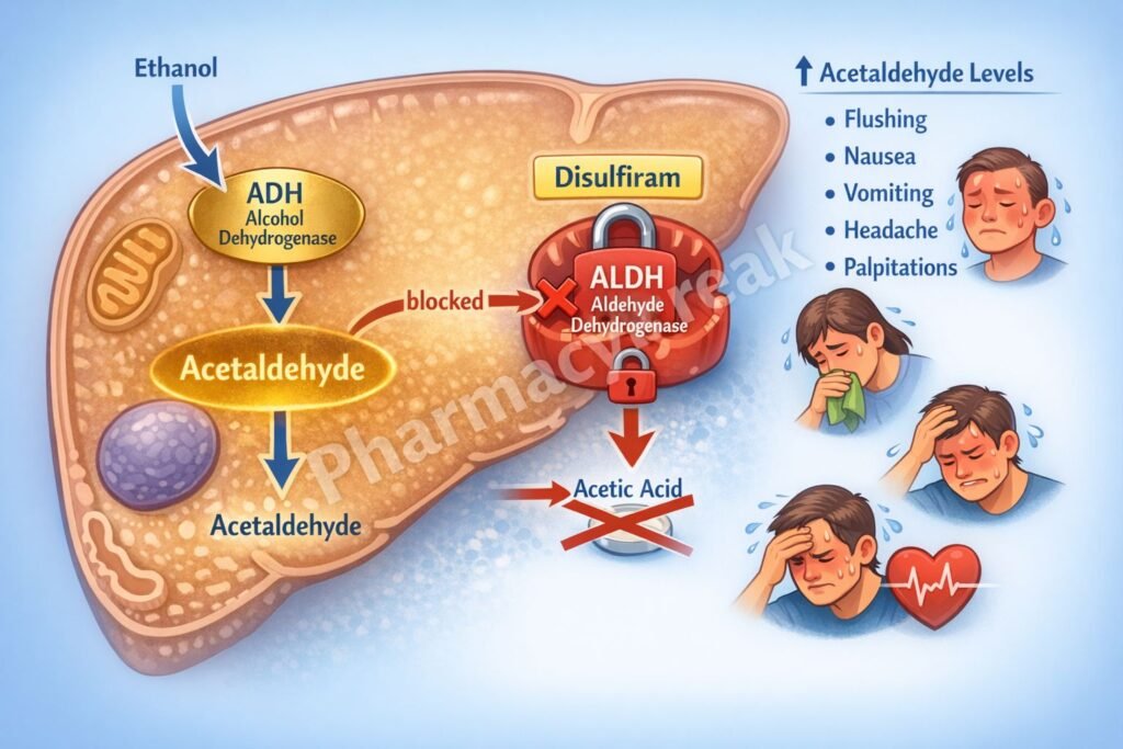 Mechanism of action of disulfiram