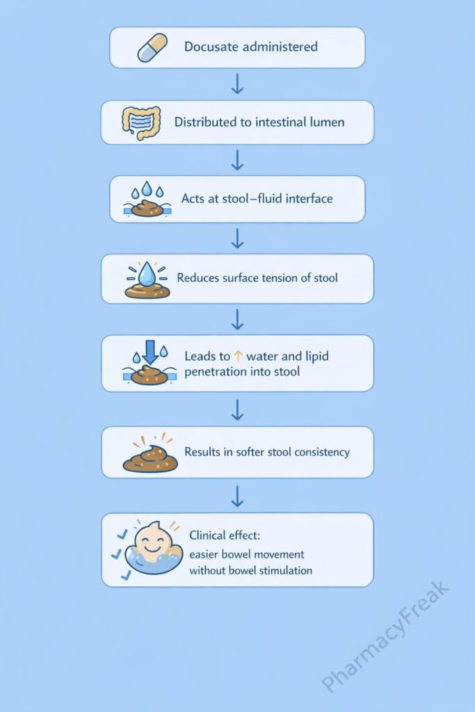 Docusate Mechanism of Action Flowchart