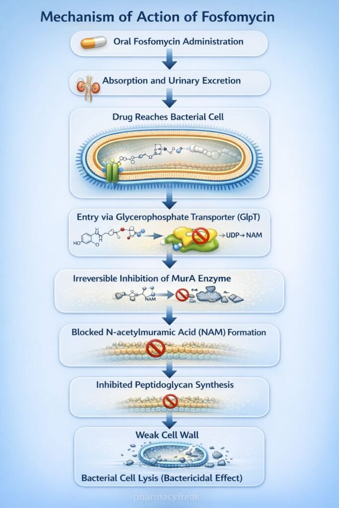 Flowchart of Mechanism of Action of Fosfomycin