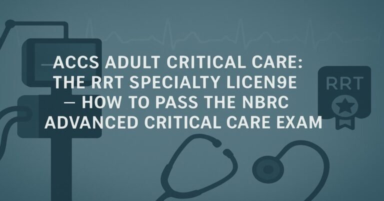 ACCS Adult Critical Care: The RRT Specialty License, How to Pass the NBRC Advanced Critical Care Exam