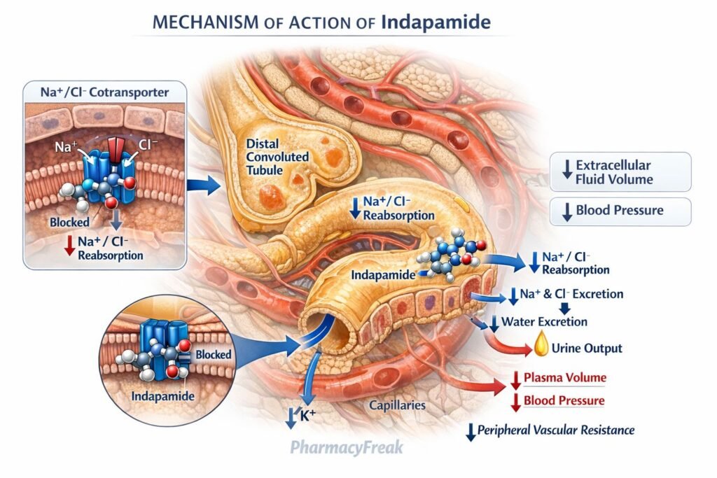 Mechanism of action of Indapamide