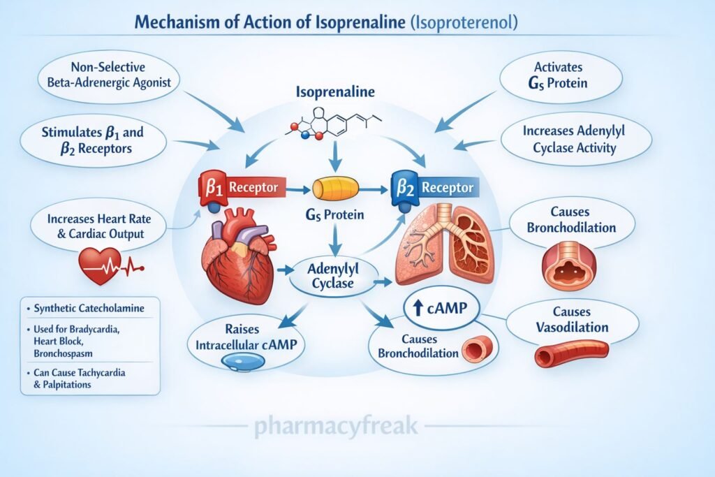 Mechanism of action of Isoprenaline