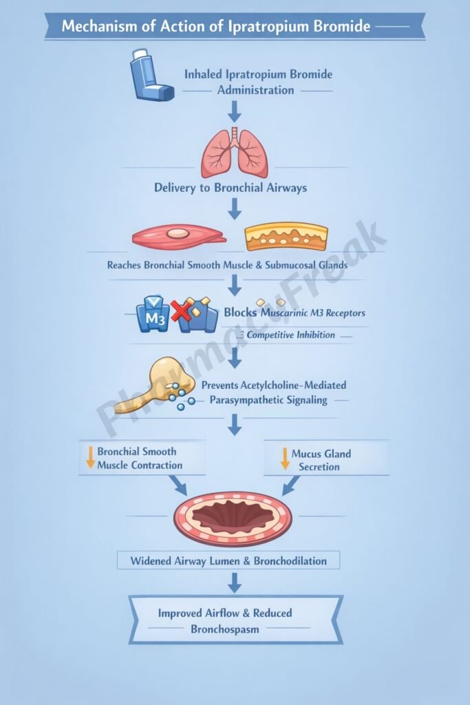 Mechanism of Action of Ipratropium Bromide Flowchart