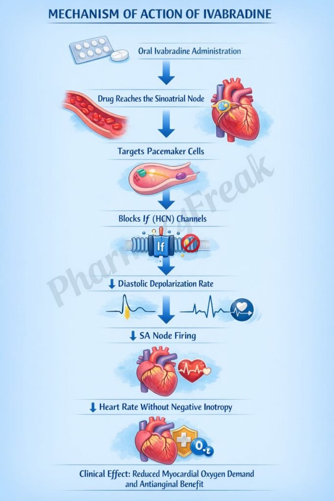 Mechanism of Action of Ivabradine Flowchart