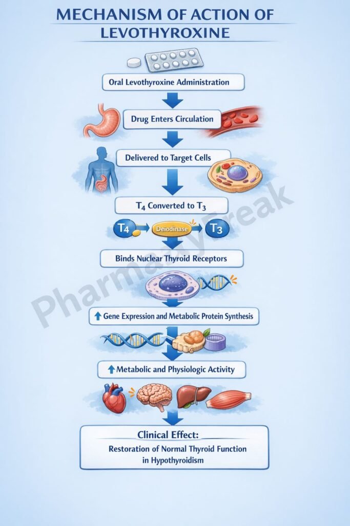 Mechanism of Action of Levothyroxine Flowchart