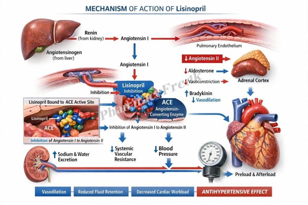 Mechanism of action of Lisinopril