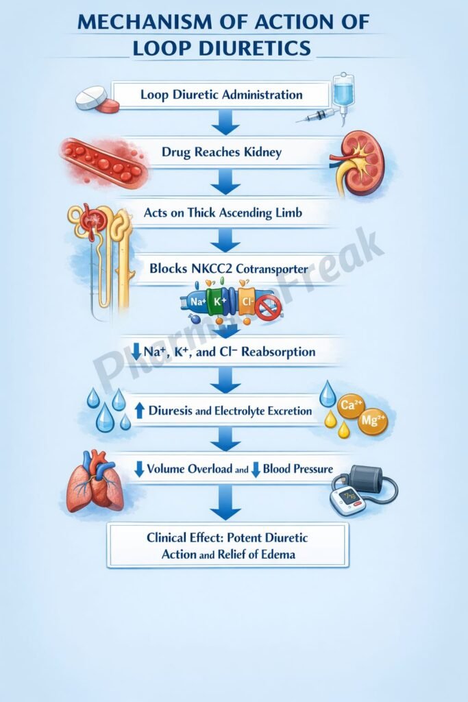 Mechanism of Action of Loop Diuretics Flowchart