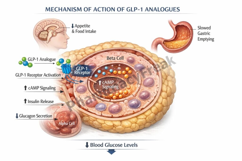 Mechanism of Action of GLP-1 Analogues