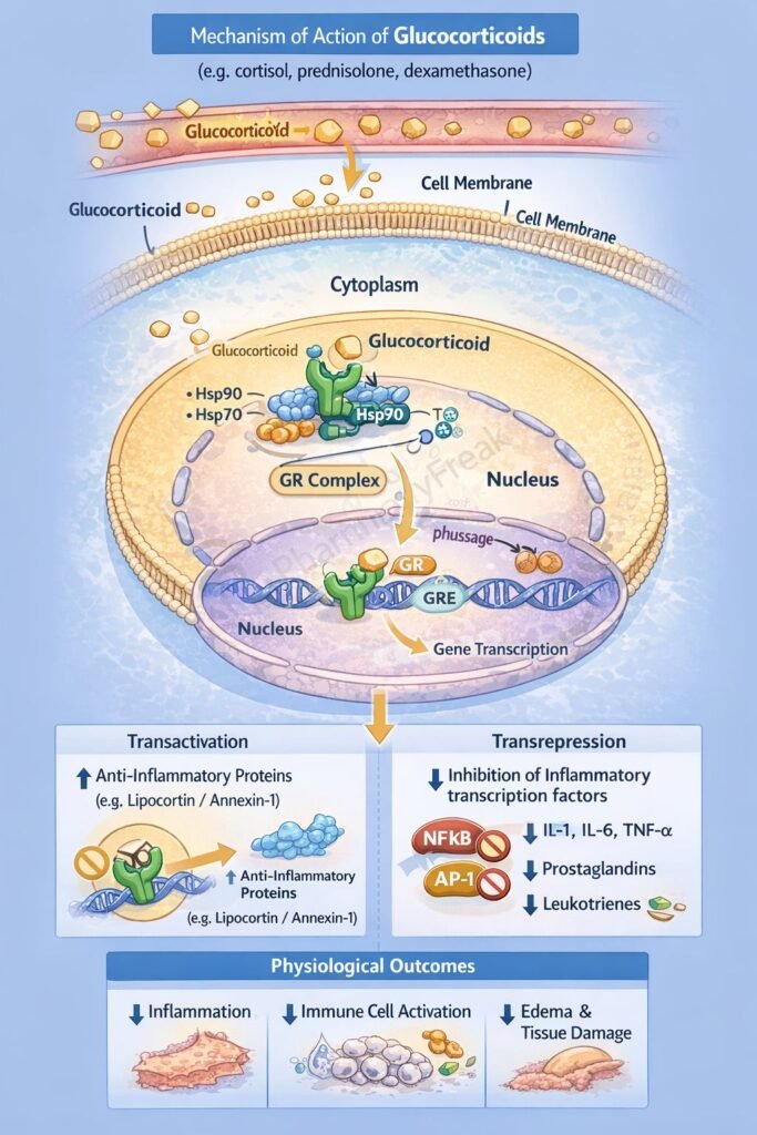 Flowchart of Mechanism of Action of Glucocorticoids