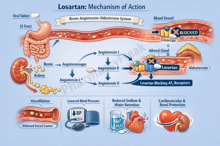 Mechanism of action of Losartan