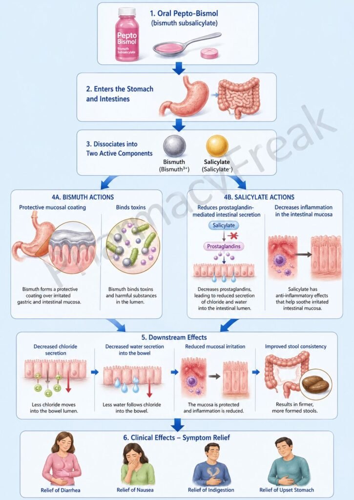 Mechanism of Action of Pepto Bismol Flowchart