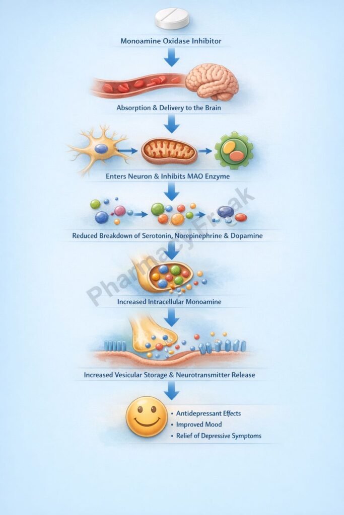 Mechanism of Action of MAO Inhibitors Flowchart