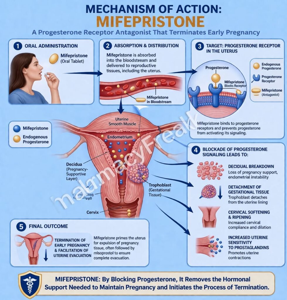 Mechanism of action of Mifepristone