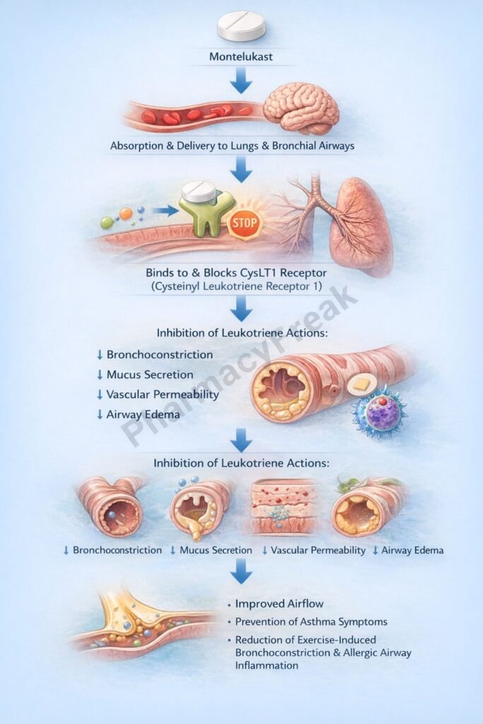 Mechanism of Action of Montelukast Flowchart