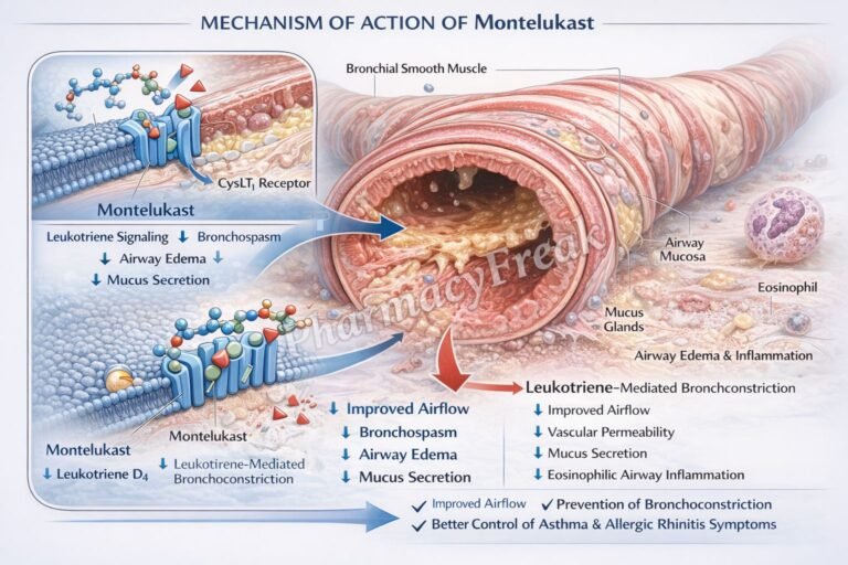 Mechanism of action of Montelukast