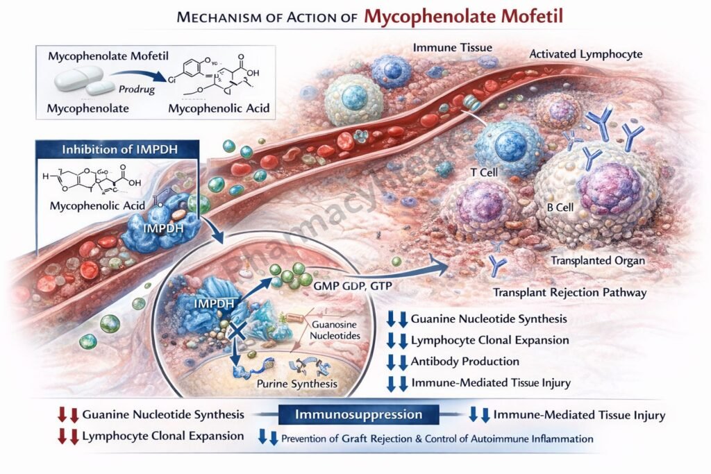 Mechanism of action of Mycophenolate Mofetil