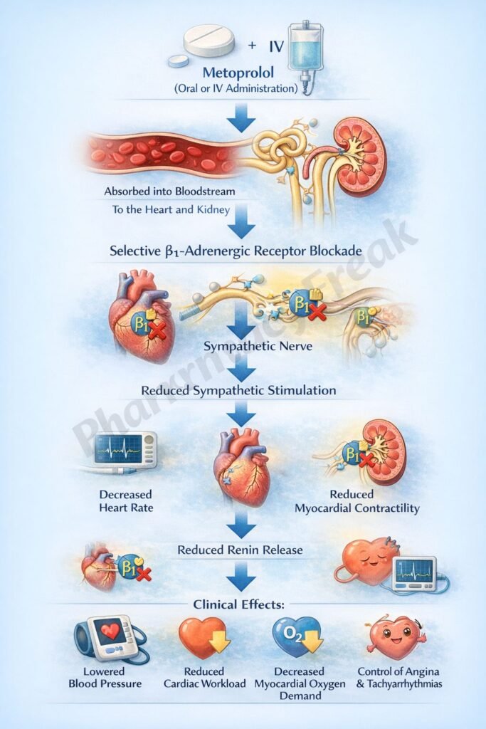 Mechanism of Action of Metoprolol Flowchart