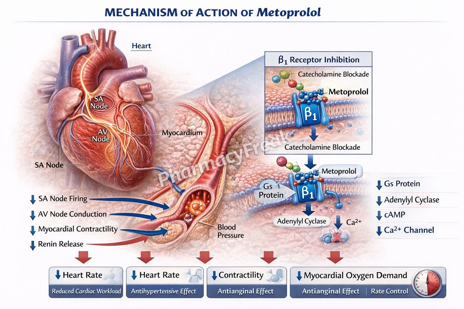 Mechanism of action of Metoprolol
