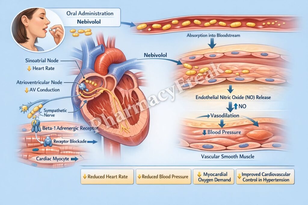 Mechanism of action of Nebivolol
