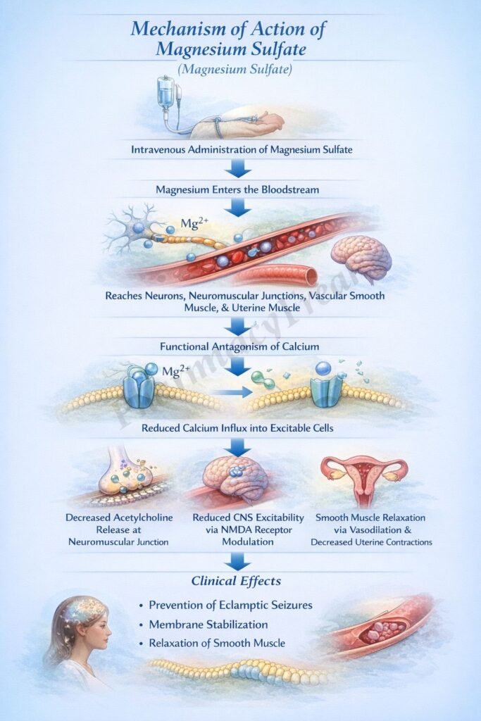 Mechanism of Action of Magnesium Sulphate Flowchart