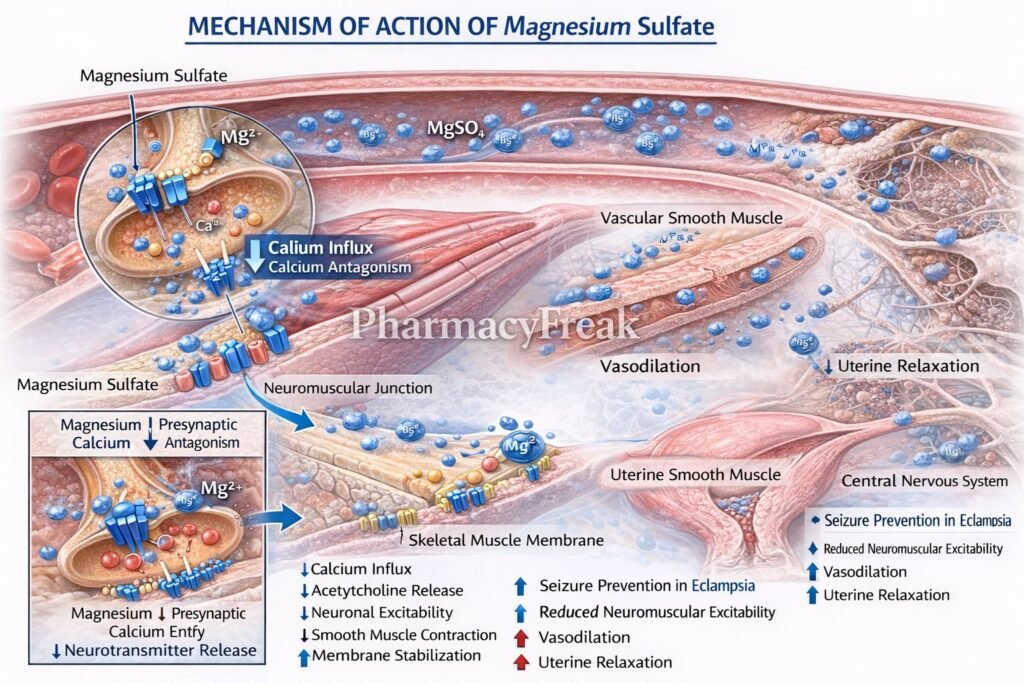 MOA of Magnesium Sulphate