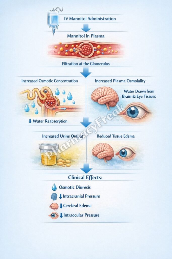 Flowchart of mechanism of action of Mannitol