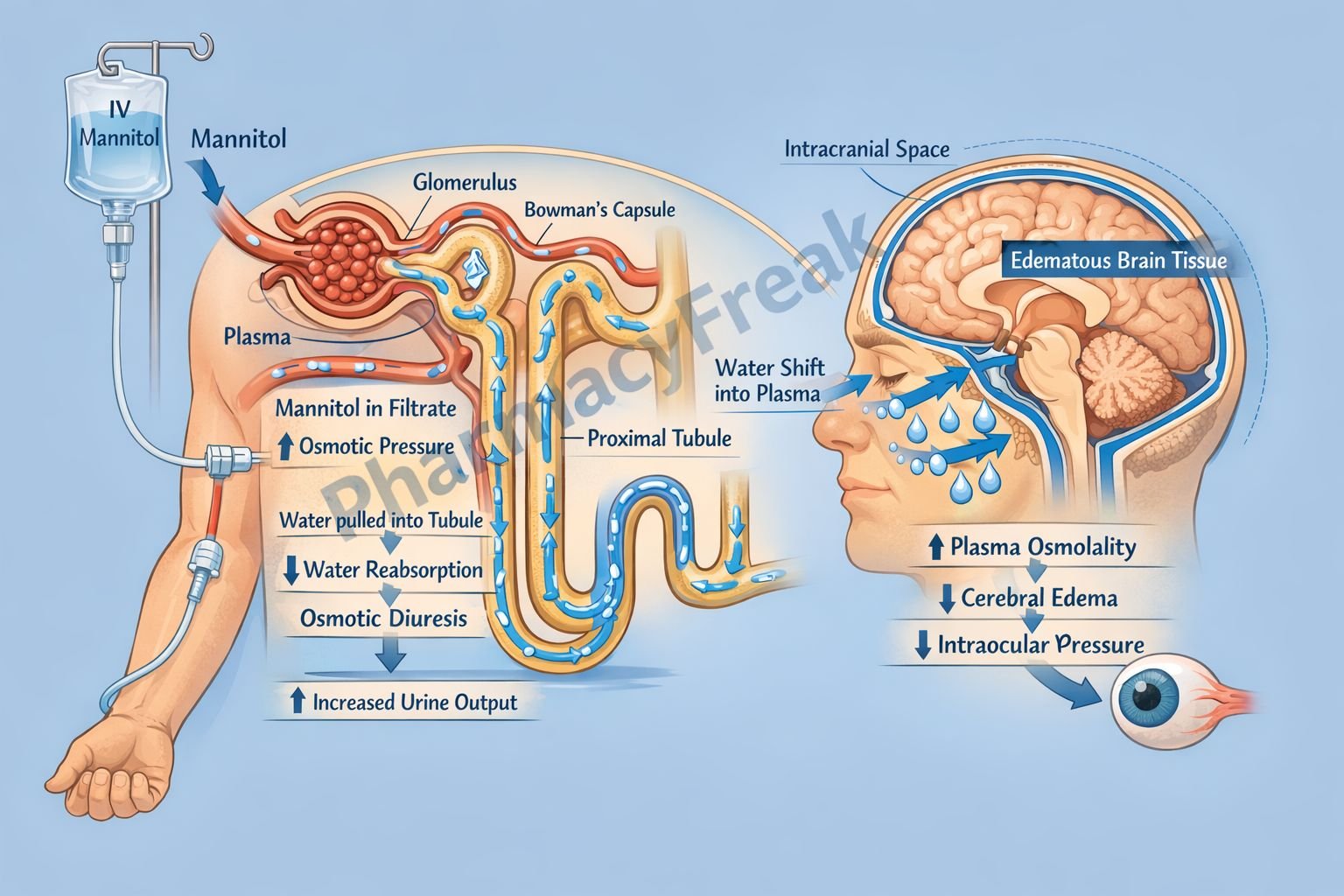 Mechanism of action of Mannitol
