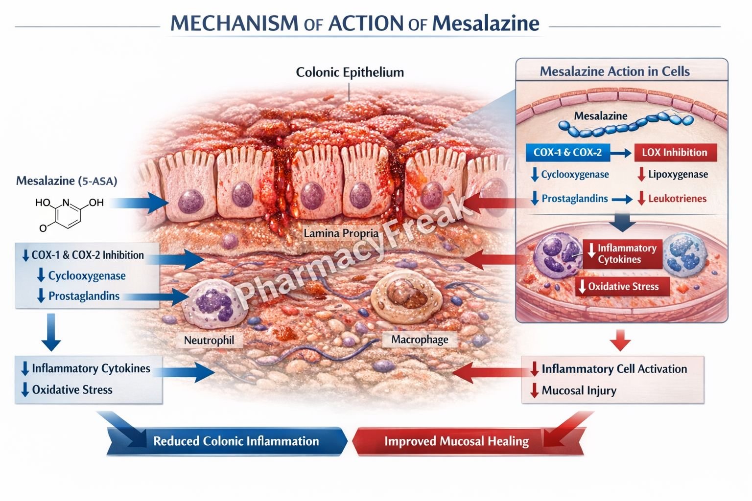 Mechanism of action of Mesalazine